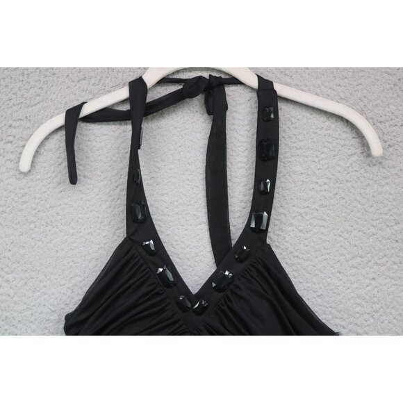 City Triangles Halter Style Beaded Mesh Dress-Size Small-Goth-Fairy-Grunge - Picture 6 of 12